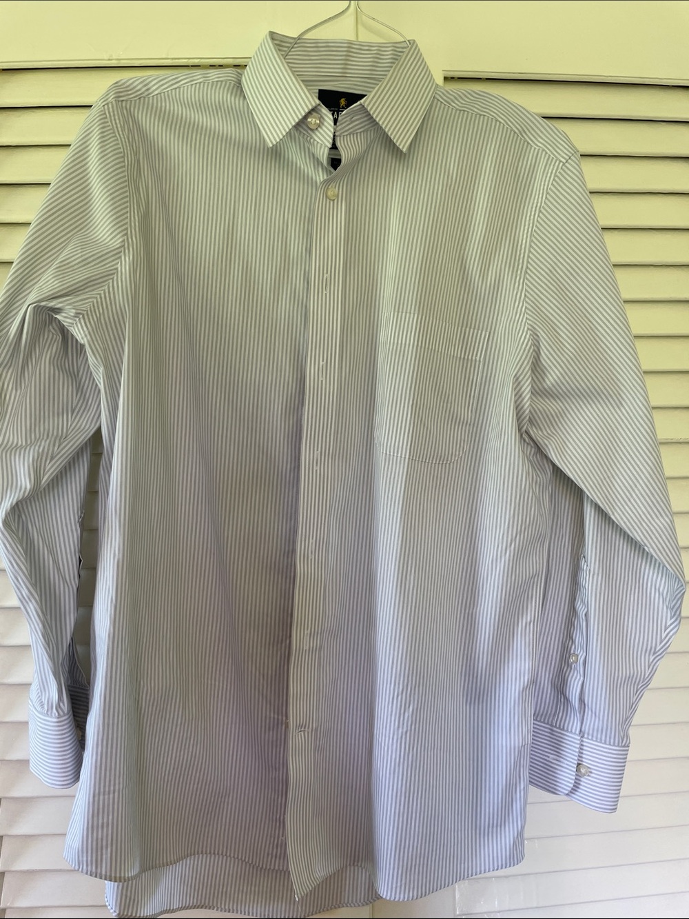 Stafford Smart Tech Men's White Shirt with Light Grey Pinstripes